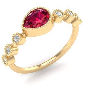 REYES Wholesale Price 925 Sterling Silver Pear Cut 0.75Ct Ruby Gemstone with Moissanite Ring For Women Anniversary Gifts Rings - Product Image 2