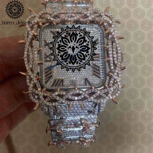 Reloj de Cristal de Lujo para Mujer Charm Jewells, Esfera Irregular, Cuarzo Analógico, Correa de Acero Inoxidable de 38 mm, Estilo Joyería de Moda - Product Image 1