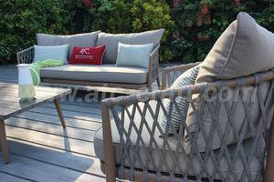 Contemporary Outdoor Rope <b>Sofa</b> Set With High-Density Foam Cushions For Villa Garden Patio Furniture <b>Waterproof</b> Design - Product Image 5