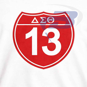 เสื้อยืด Delta Sigma Theta Sorority แบบมีลายพิมพ์ สีขาวตัดกับปกสีแดง ผ้าฝ้าย 100% ระบายอากาศได้ดี สไตล์สตรีท DST Sorority Tee - Product Image 2