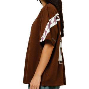 Maillot de football américain rétro en maille OEM, surdimensionné, marron, respirant, en polyester, uniforme d'entraînement d'équipe, fournisseur personnalisé - Product Image 3