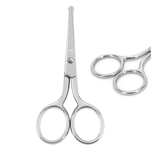 Ciseaux à poils de nez arrondis en acier inoxydable ciseaux à poils faciaux pointe émoussée pour sourcils nez moustache barbe toilettage argent - Product Image 1