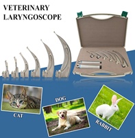 Professional Vet LED Manual Instrument Set Anesthesia Emergency Intubation Laryngoscope 3 Macintosh 3 Miller Blades Medical