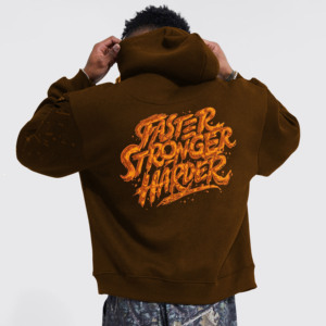 Men's Brown Hooded Sweatshirt Regular Fit Regular Sleeve Solid <b>Back</b> Design Casual Winter Wear 100% Cotton Fleece Pocket - Product Image 1