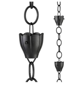 Chaîne de pluie en métal noir mat, design exclusif et élégant, résistante aux intempéries, pour gouttière de jardin, décoration extérieure. - Product Image 1