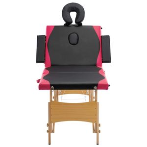 Table de massage pliable en bois noir et rose à 4 zones, qualité supérieure, pour les thérapeutes - Product Image 4