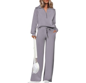Conjunto Deportivo Rosa para Mujer, Color Sólido, Manga Larga, Media Cremallera, Casual, Transpirable, Corte Holgado, Cintura con Cordón, para Primavera - Product Image 5
