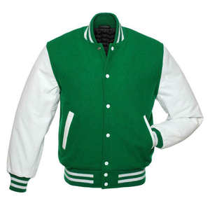 Chaqueta Varsity Personalizada para Hombre, de Lana, con Mangas de Cuero Genuino, Color Sólido, Logotipo Bordado - Product Image 6