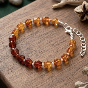 Natural Hessonite <b>Bracelet</b> AAA Faceted Tumble Beads Handmade Gemstone <b>Bracelet</b> - Product Image 1