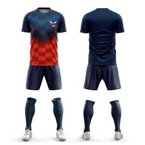 Uniforme de Fútbol, Camiseta Sublimada con Degradado Rojo y Azul, Manga Corta, Absorbe la Humedad, Ajuste Atlético, Ropa Deportiva, Equipación de Fútbol - Product Image 1