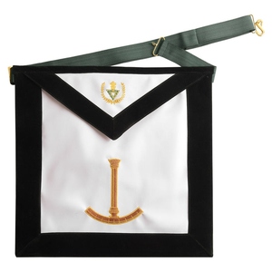 Tablier de Grand Suprémence Maçonnique Allié, Vert Foncé, Broderie Machine, Corps Blanc, Ceinture Réglable, Régalia Premium W - Product Image 1