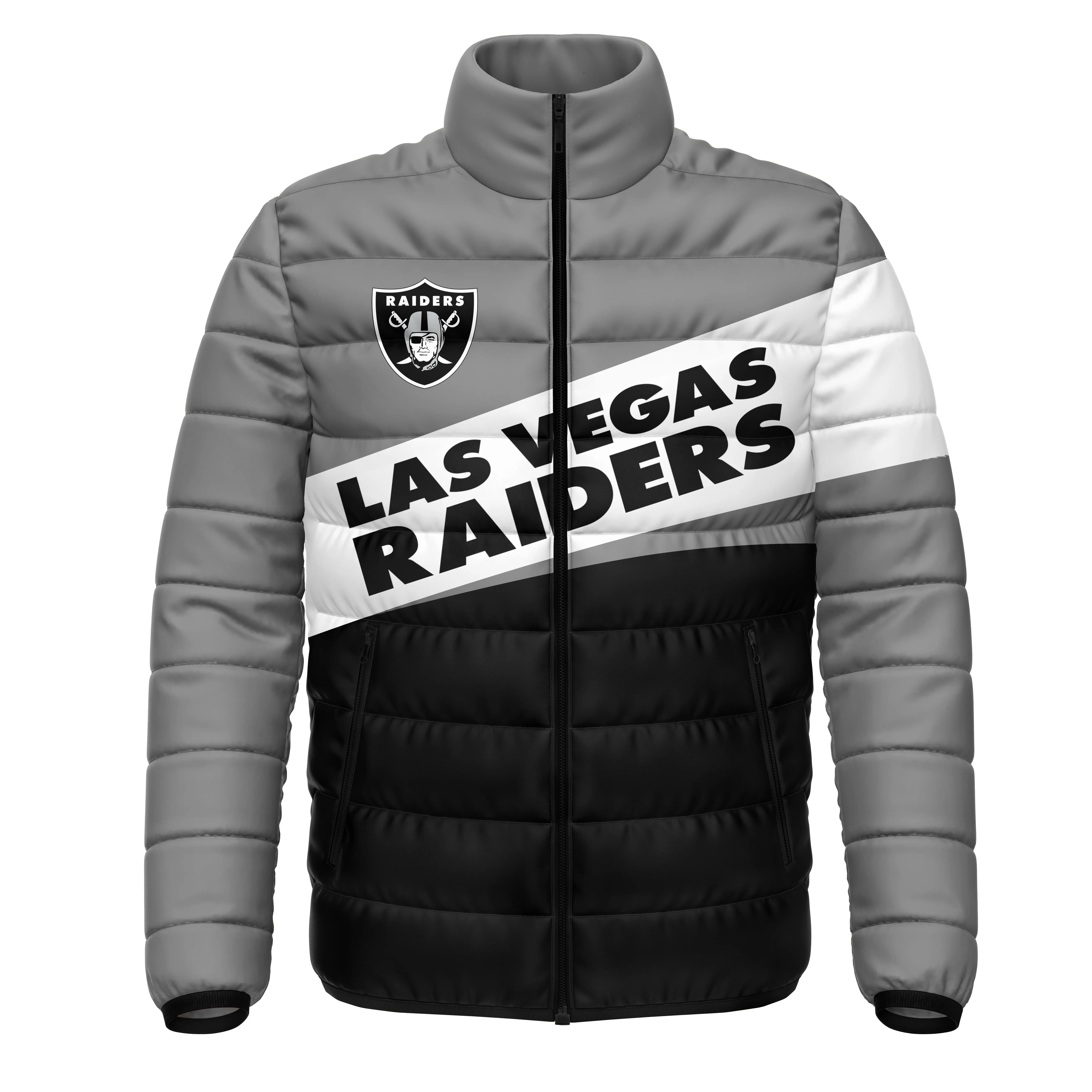 2021 пользовательские куртки-пуховики оптом Рекламные ветрозащитные НФЛ 32 команды Лас-Вегас куртки-пуховики для мужчин