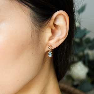 Pendientes de topacio azul, plata de ley 925, chapados en oro de 14 quilates, pendientes colgantes, piedra de nacimiento de diciembre, joyería minimalista, regalos para ella - Product Image 3