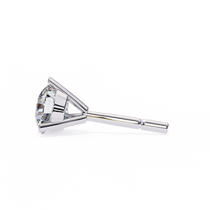 Pendientes de tuerca redondos de moissanita brillante con 3 puntas, chapados en rodio, plata de ley 925, alternativa al diamante para mujer - Product Image 2