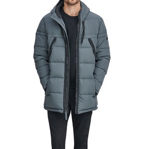 Veste parka pour homme, longue, avec fermeture éclair diagonale, élégante, à capuche, chaude, avec plusieurs poches - Product Image 4