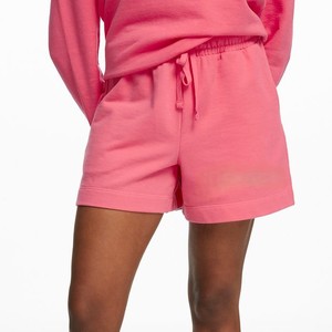 Shorts Deportivos Casuales para Mujer, Color Rosa, con Cordón Ajustable, Cintura Elástica, Corte Regular, Tejido de Punto, Color Sólido - Product Image 1