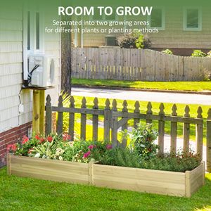 96\" X 24\" X 10\" Wooden Raised Garden Bed with 2 <b>Planter</b> <b>Boxes</b> Non-Woven Fabric Liner for Patio Natural & Eco-Friendly Product - Product Image 4