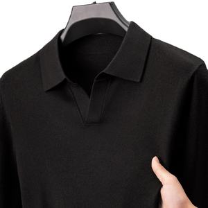 Haut de gamme luxe hommes 100% coton respirant Anti-rides pull sweat couleur unie tricoté pull hiver nouvelle vente chaude - Product Image 5