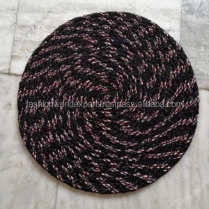 เสื่อปูผ้าปอกระเจาธรรมชาติเป็นมิตรกับสิ่งแวดล้อมผ้าปูโต๊ะแนวโบฮีเมียนปักลายตารางขอบสีเทอร์ควอยส์เสื่อรับประทานอาหารบ้านงานแต่งงาน - Product Image 2