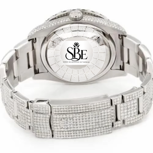 Montre pour homme de qualité supérieure, luxueuse, en acier inoxydable, mouvement à quartz noir, cristal saphir ETA, chronographe, diamant moissanite - Product Image 3