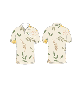 Men’s Beige <b>Botanical</b> Leaf <b>Print</b> Polo Shirt Short Sleeve Casual Summer Fashion Tee - Product Image 6