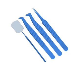 Custom 4PCS Fiber Tip Eyelash Tweezers Set Diamond Grip Stainless Steel Gold Point with Cloud Mirror Volume <b>Lash</b> Tool <b>Kit</b> - Product Image 1