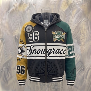 Sweat-shirt à capuche zippé Snowgrace, manches raglan, poche imprimée sur le devant, vêtements décontractés pour homme, automne - Product Image 4