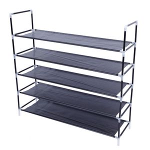 Scarpiera a 5 Ripiani in Tessuto Non Tessuto con Maniglia, Colore Nero, Montaggio Semplice - Product Image 2