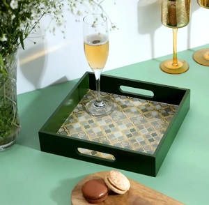 Eco-Friendly Handmade MDF Serving Tray Waterproof Enamel Wood for Coffee Rectangular Shape Handicraft Design - Product Image 4