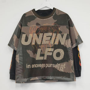 T-shirt en jersey à mailles camouflage personnalisé pour homme, respirant, streetwear, fabricant de vêtements OEM, étiquette privée - Product Image 4