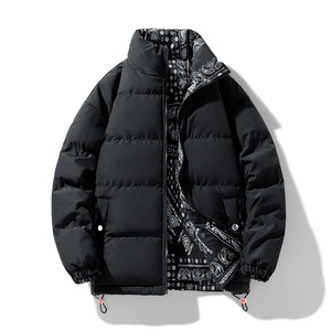 Heavyweight Customized Color Men Stand Collar Front Logo Patchwork Design Eco-Friendly Reversible <b>Puffer</b> Down <b>Jacket</b> - Product Image 1