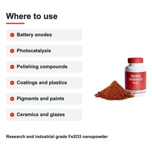 Nanopolvo de Óxido de Hierro de Calidad Superior, Nanopartículas de Fe2O3 99.9% Rojo Marrón 30-60 nm para Cerámica y Esmaltes, Paquete de 5 kg - Product Image 4