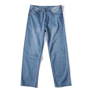 Jeans Casuales de Mezclilla Azul Claro para Hombre, Corte Recto Clásico, 100% Algodón, Ropa Urbana Ecológica, Venta al Por Mayor - Product Image 4