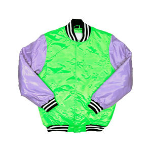 Veste de sport d'hiver personnalisée pour le basketball, veste varsity en satin, taille plus, imprimé, col montant, logo sur le devant, pour hommes - Product Image 1