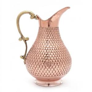 Jarra de Cobre Puro 100% de Calidad Lujosa, Martillada, Pulida, Diseño Personalizado para Beneficios para la Salud - Product Image 2