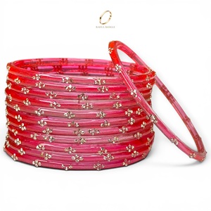 Pulseras de Cristal Kashmiri Rosa, Diseño de Gotas de Lluvia, con Cristales, para Mujer, para Bodas y Fiestas, Precio al por Mayor - Product Image 1
