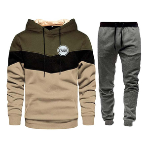 Ensemble de survêtement décontracté pour homme avec sweat à capuche color block et pantalon de jogging à cordon de serrage, manches longues, respirant, en polyester et coton, idéal pour l'automne - Product Image 4