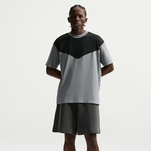 Ensemble décontracté d'été pour homme : T-shirt et short en coton personnalisé, séchage rapide, motif uni, tissu tricoté - Product Image 1