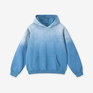 Sudadera con capucha unisex extragrande de punto con efecto degradado, estilo casual, con bolsillo y mangas regulares, para otoño, venta al por mayor - Product Image 5