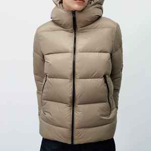 Veste matelassée à capuche, hiver, décontractée, coupe-vent, rembourrage en polyester épais, fermeture éclair, couleur unie, coupe classique, unisexe - Product Image 5