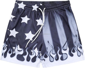 Pantalones Cortos Deportivos para Hombre de Secado Rápido, Poliéster/Algodón, Cintura Media, Cordón Ajustable, Diseño con Franja Lateral, Colores Rojo y Negro, Sublimación Personalizada - Product Image 1
