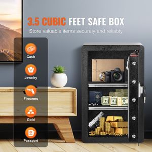 Cassaforte Antincendio a Porta Singola da 3,5 Piedi Cubi con Serratura a Chiave e Password, Luce LED, 2 Ripiani e Portachiavi - Product Image 2