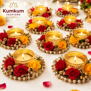 Indian Handmade Metal Multicolor Traditional Floral Tea Light Candle Holder 3" Home Decoration Christmas Wedding Party s - Product Image 2