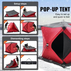 Tenda da Pesca sul Ghiaccio Portatile per 1-2 Persone, Isolata e Pop-Up, Area Pesca 24 Piedi Quadrati, Casetta Termica Invernale per Pesca sul Ghiaccio - Product Image 4