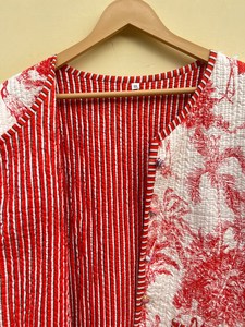 Indian Handmade 100% Cotton Eco-Friendly Quilted Anti-Wrinkle Breathable Quick Dry Front Pocket <b>Covered</b> <b>Button</b> Winter Regular - Product Image 5