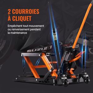 Support de levage hydraulique en acier pour moto, capacité 1500 LBS, 4,7''-15'', 4 roues, support de levage à ciseaux pour VTT - Product Image 5