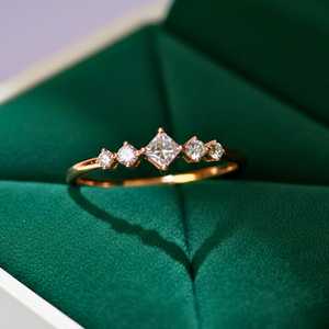 Hallmark Silver Promise Style Gold Plated <b>Resizable</b> Cushion Cut Eternity Wedding <b>Ring</b> - Product Image 1