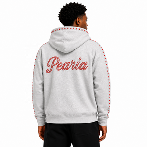 Sweat-shirt à capuche gris pour homme avec broderie étoile en strass, en molleton, coupe droite, style streetwear, hiver, 330g - Product Image 3