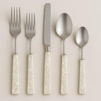 Ensemble de couverts en acier inoxydable avec manche en résine, design moderne de luxe, finition miroir, écologique, pour la décoration de la cuisine et de la maison, idéal comme cadeau