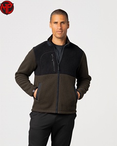 Men's Winter Fleece Jacket Sherpa Lined Zip Up Outdoor Sweatshirt Lightweight Breathable Waterproof Collar <b>Coat</b> - Product Image 2